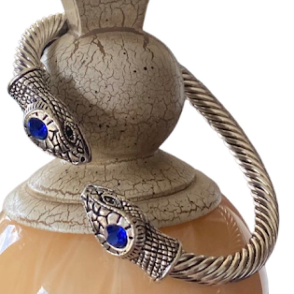 STERLING SILVER SNAKE HEAD BANGLE UNISEX BRACELET